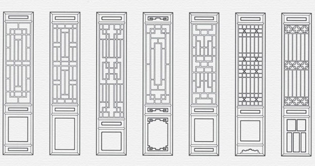 兴和常用中式仿古花窗图案隔断设计图